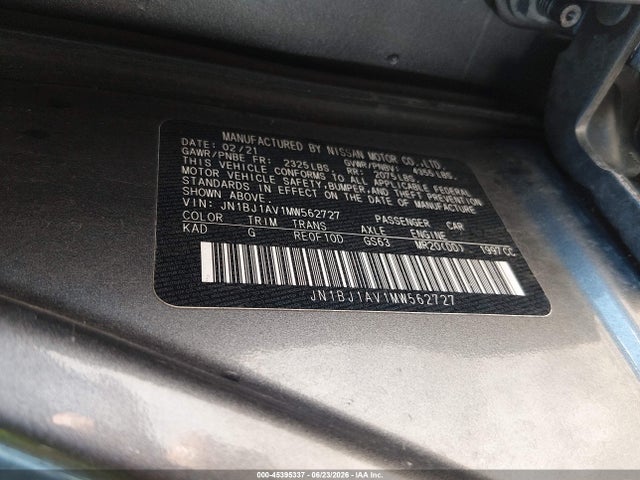 Продажа на аукционе авто 2021 Nissan Rogue Sport S Fwd Xtronic Cvt, vin: JN1BJ1AV1MW562727, номер лота: 45395337