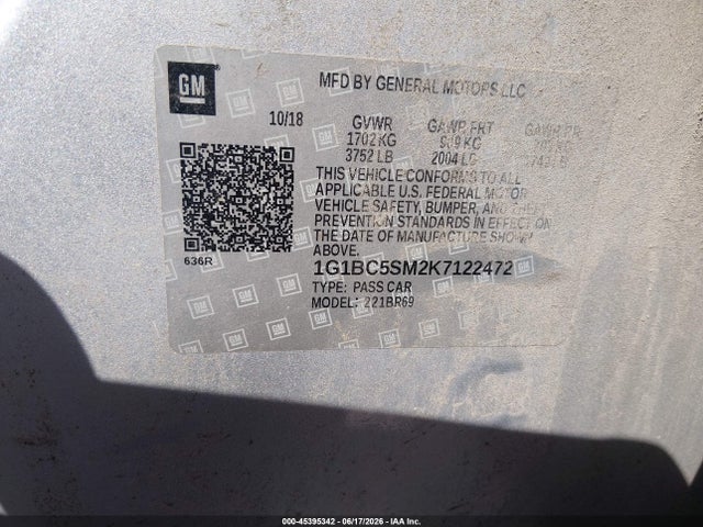 1G1BC5SM2K7122472 Chevrolet CRUZE LS