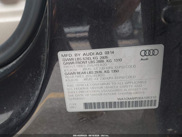 2014 Audi Q5 3.0 Tdi Premium Plus მანქანა იყიდება აუქციონზე, vin: WA1CMAFP2EA105310, აუქციონის ნომერი: 45395429