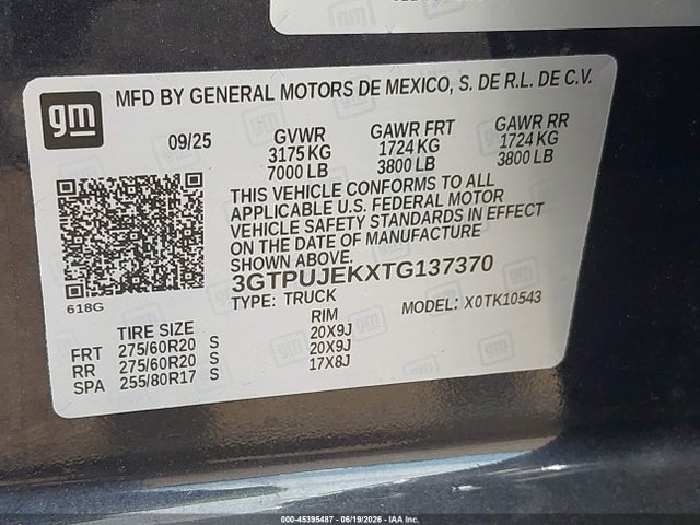 Продаж на аукціоні авто 2026 Gmc Sierra 1500 , Short Bed, Elevation, 4wd, vin: 3GTPUJEKXTG137370, номер лоту: 45395487
