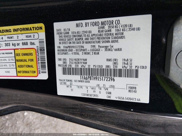Ford Mustang Ecoboost 2018 1FA6P8TH9J5172396 Image 9