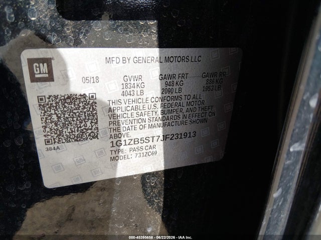 1G1ZB5ST7JF231913 Chevrolet Malibu 1ls
