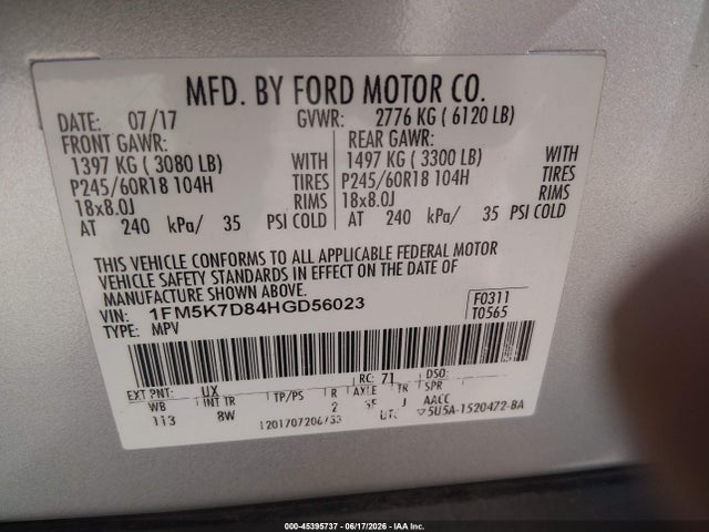 Ford EXPLORER XLT 2017 1FM5K7D84HGD56023 Image 9