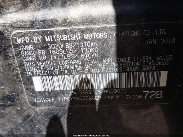 Mitsubishi MIRAGE ES 2018 ML32A3HJ8JH009071 Image 9
