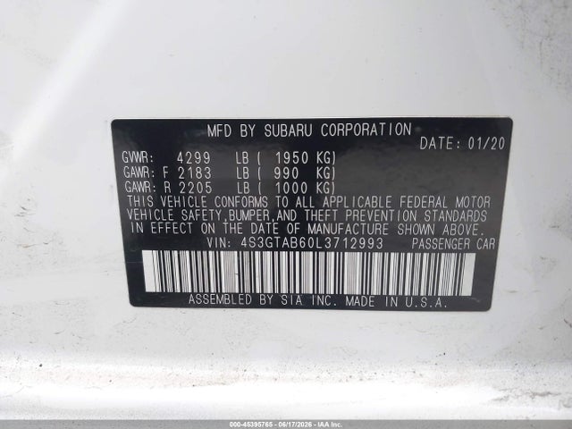 Subaru Impreza 5-door 2020 4S3GTAB60L3712993 Image 9