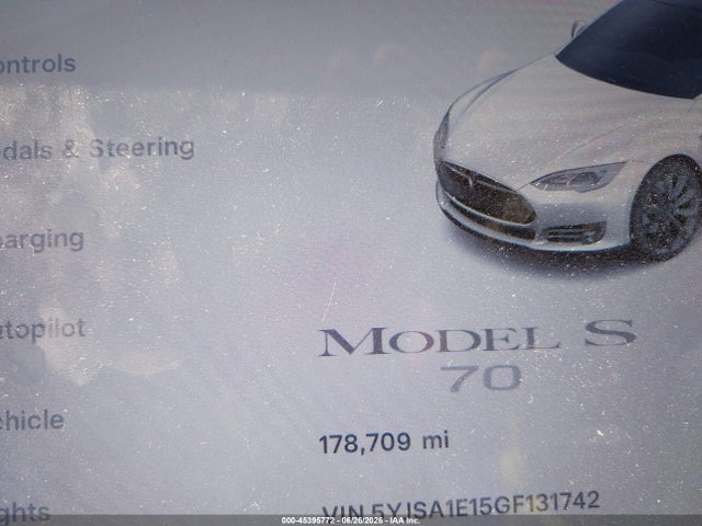 45395772 :رقم المزاد ، 5YJSA1E15GF131742 vin ، 2016 Tesla Model S 60/70/75/85 مزاد بيع