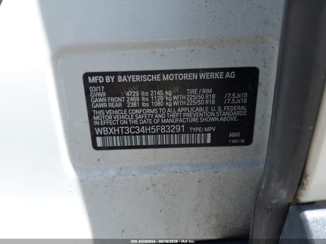 Продажа на аукционе авто 2017 Bmw X1 Xdrive28i, vin: WBXHT3C34H5F83291, номер лота: 45395854