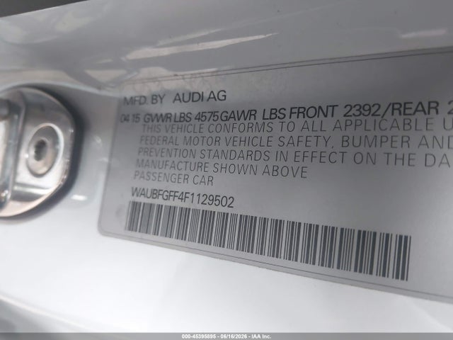2015 Audi A3 2.0t Premium მანქანა იყიდება აუქციონზე, vin: WAUBFGFF4F1129502, აუქციონის ნომერი: 45395895