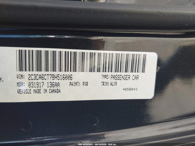 45395941 :رقم المزاد ، 2C3CA6CT7BH516006 vin ، 2011 Chrysler 300c مزاد بيع