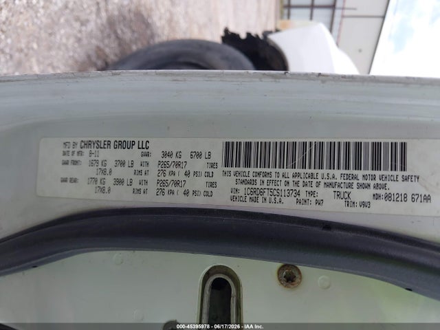 45395978 :رقم المزاد ، 1C6RD6FT5CS113734 vin ، 2012 Ram 1500 St مزاد بيع