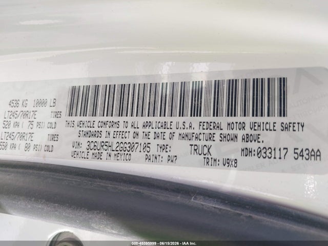 3C6UR5HL2GG307105 RAM 2500 Tradesman
