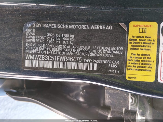 Продаж на аукціоні авто 2015 Mini Countryman Cooper, vin: WMWZB3C51FWR46475, номер лоту: 45396022