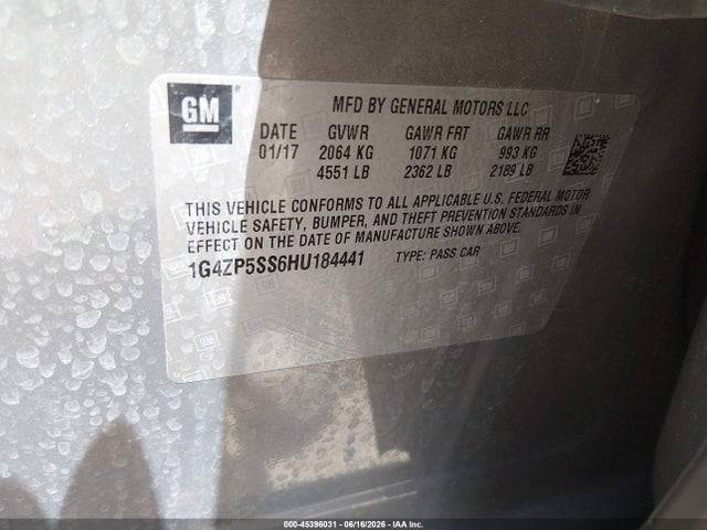 45396031 :رقم المزاد ، 1G4ZP5SS6HU184441 vin ، 2017 Buick Lacrosse Essence مزاد بيع