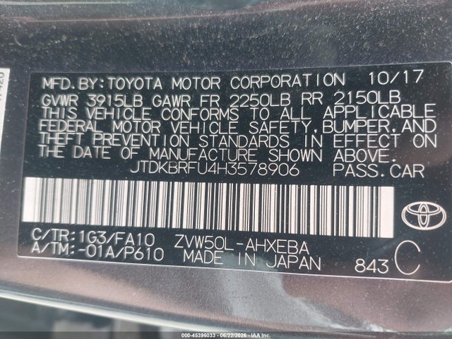 Toyota Prius Two 2017 JTDKBRFU4H3578906 Image 9