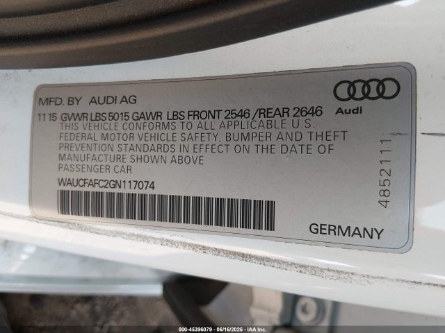 WAUCFAFC2GN117074 Audi A6 2.0t Premium