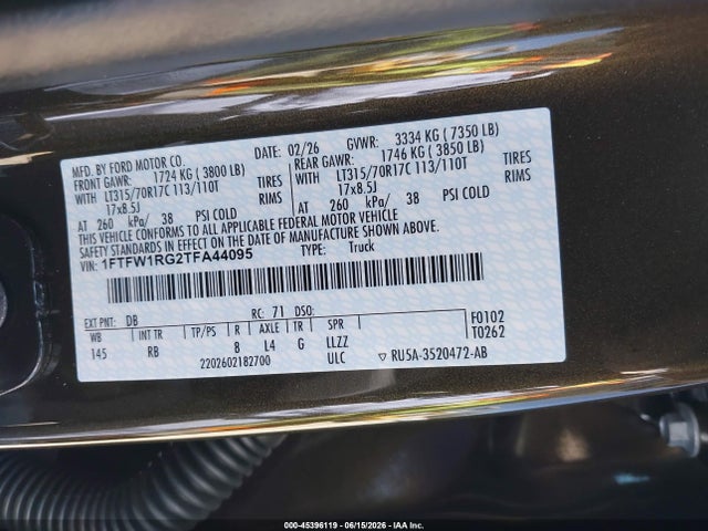Ford F-150 Raptor 2026 1FTFW1RG2TFA44095 Image 9