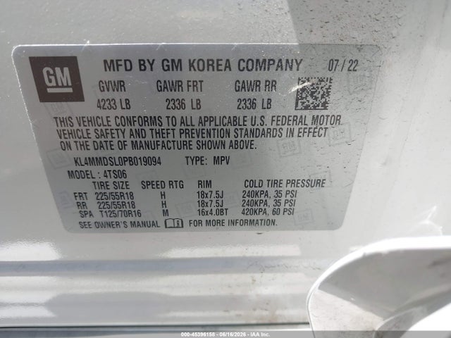 45396158 :رقم المزاد ، KL4MMDSL0PB019094 vin ، 2023 Buick Encore Gx Select Fwd مزاد بيع