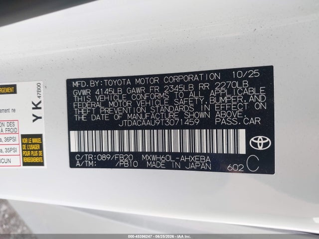 Toyota Prius Le 2026 JTDACAAU9T3071459 Image 9