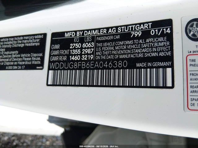 45396255 :رقم المزاد ، WDDUG8FB6EA046380 vin ، 2014 Mercedes-benz S 550 4matic مزاد بيع