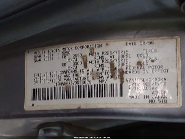45396256 :رقم المزاد ، JT3HN86R5V0056679 vin ، 1997 Toyota 4runner Sr5 V6 مزاد بيع
