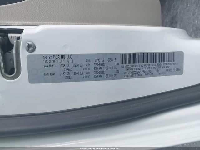 Продажа на аукционе авто 2019 Dodge Grand Caravan Sxt, vin: 2C4RDGCG5KR519504, номер лота: 45396267