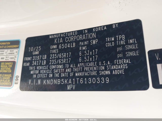KNDNB5KA1T6130339 KIA Carnival Mpv Hybrid Lxs