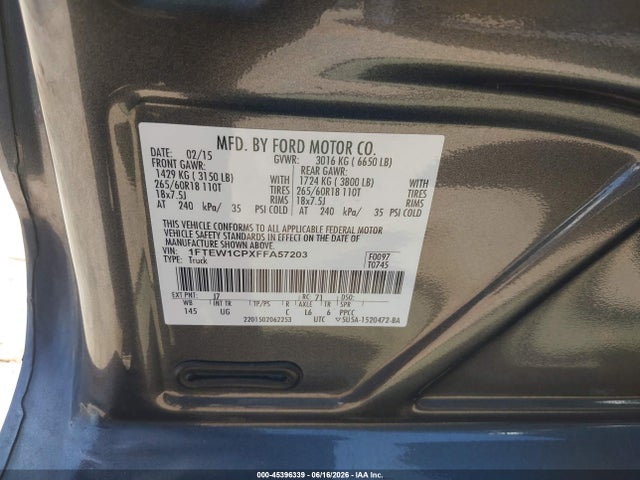 Aukcja sprzedaży 2015 Ford F-150 Xlt, vin: 1FTEW1CPXFFA57203, numer aukcji: 45396339