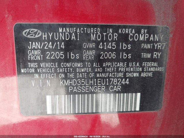 Aukcja sprzedaży 2014 Hyundai Elantra Gt, vin: KMHD35LH1EU178244, numer aukcji: 45396434