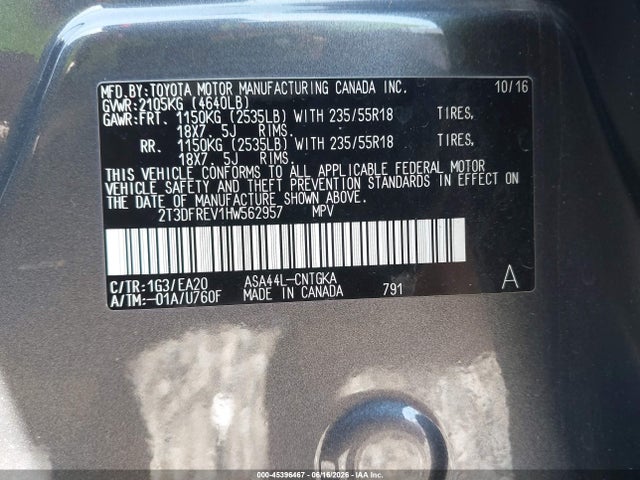Toyota Rav4 Limited 2017 2T3DFREV1HW562957 Image 9