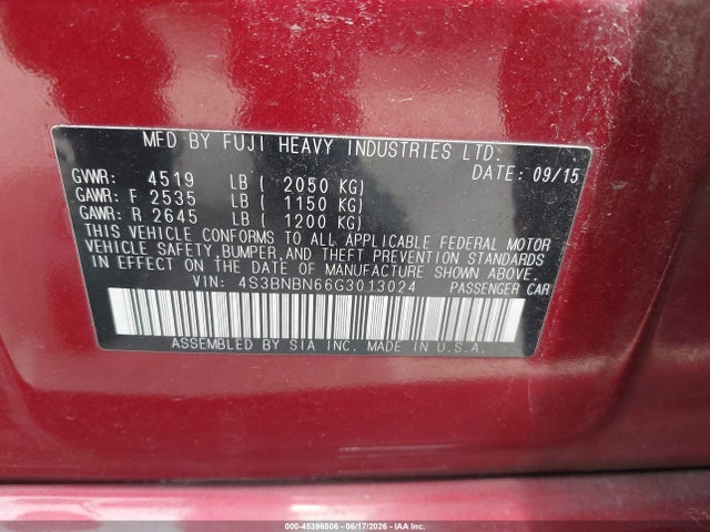 Aukcja sprzedaży 2016 Subaru Legacy 2.5i Limited, vin: 4S3BNBN66G3013024, numer aukcji: 45396506