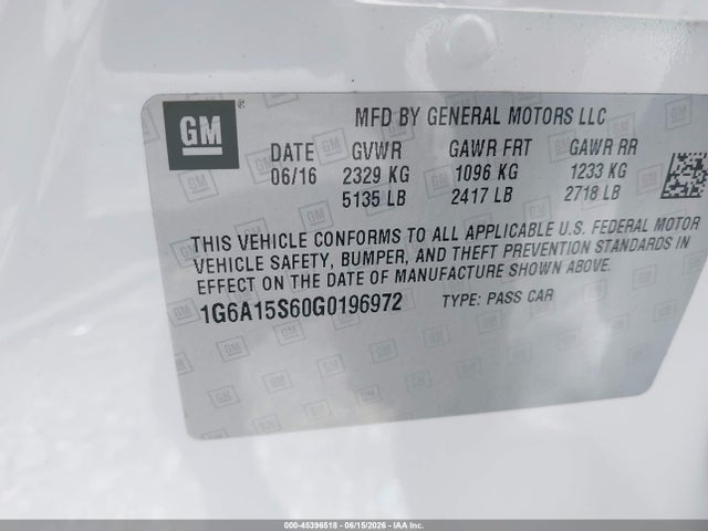 Aukcja sprzedaży 2016 Cadillac Cts-v, vin: 1G6A15S60G0196972, numer aukcji: 45396518