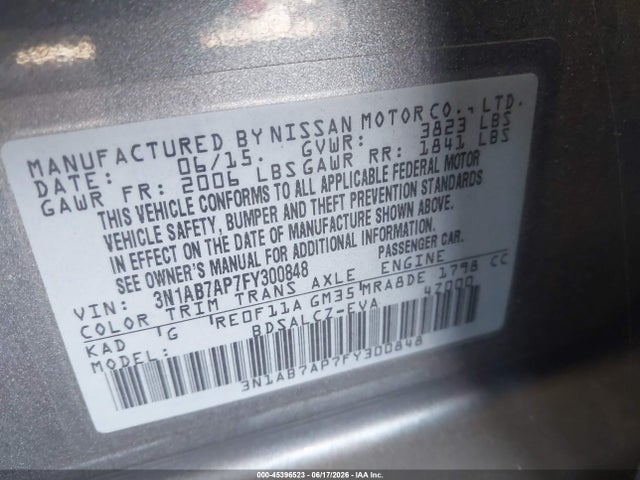 3N1AB7AP7FY300848 Nissan SENTRA S