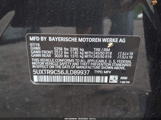Aukcja sprzedaży 2018 Bmw X3 Xdrive30i, vin: 5UXTR9C56JLD89937, numer aukcji: 45396546