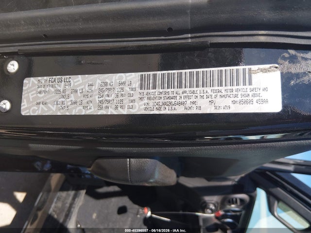 Продаж на аукціоні авто 2019 Jeep Wrangler Sport S 4x4, vin: 1C4GJXAG2KW648407, номер лоту: 45396557
