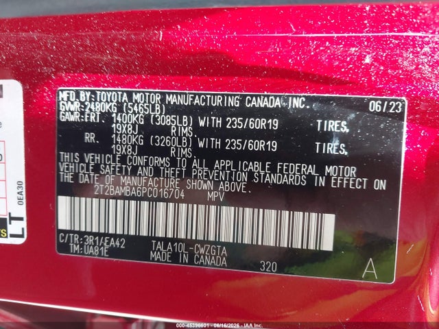 2023 Lexus Rx 350 Premium მანქანა იყიდება აუქციონზე, vin: 2T2BAMBA6PC016704, აუქციონის ნომერი: 45396601