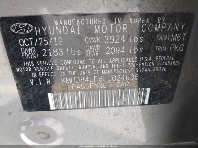Hyundai ELANTRA SEL 2020 KMHD84LF6LU024636 Image 9