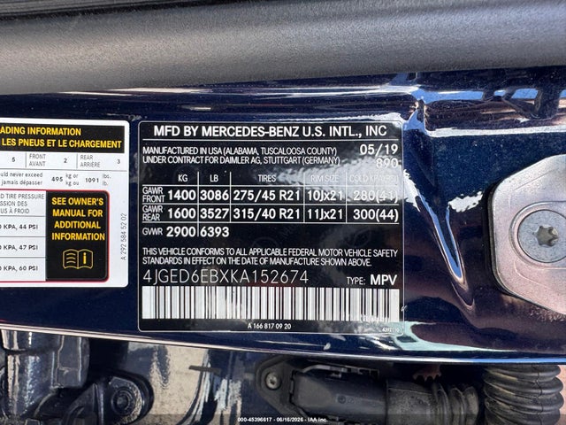45396617 :رقم المزاد ، 4JGED6EBXKA152674 vin ، 2019 Mercedes-benz Amg Gle 43 Coupe 4matic مزاد بيع