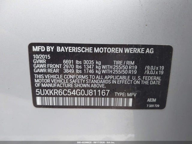 Auction sale of the 2016 Bmw X5 Xdrive50i, vin: 5UXKR6C54G0J81167, lot number: 45396620