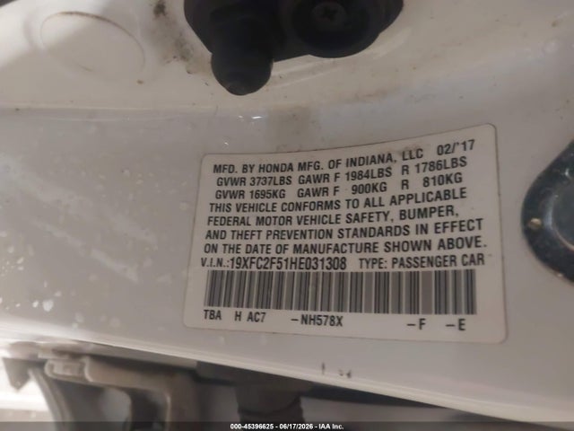 Honda Civic Lx 2017 19XFC2F51HE031308 Image 9
