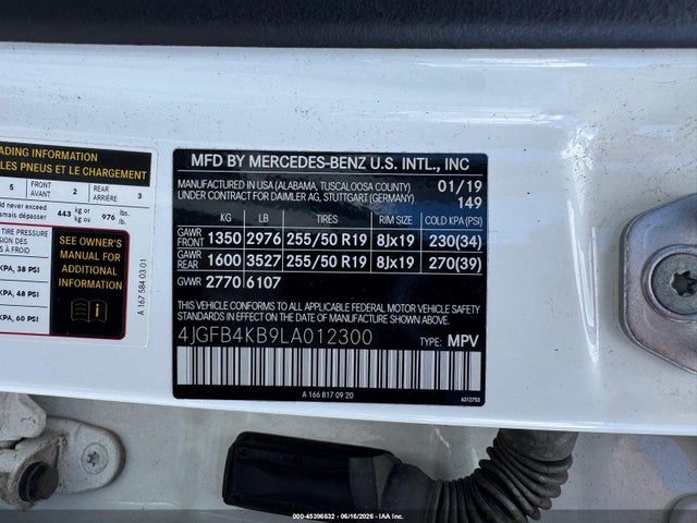 Продаж на аукціоні авто 2020 Mercedes-benz Gle 350 4matic, vin: 4JGFB4KB9LA012300, номер лоту: 45396632