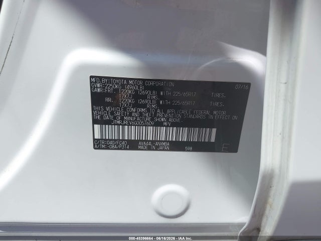 JTMRJREV6GD057609 Toyota Rav4 Hybrid Xle