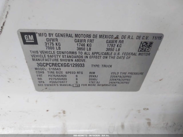 Chevrolet Silverado 1500 1lt 2016 3GCPCRECXGG129933 Image 9
