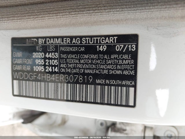 45396806 :رقم المزاد ، WDDGF4HB4ER307819 vin ، 2014 Mercedes-benz C 250 Sport مزاد بيع