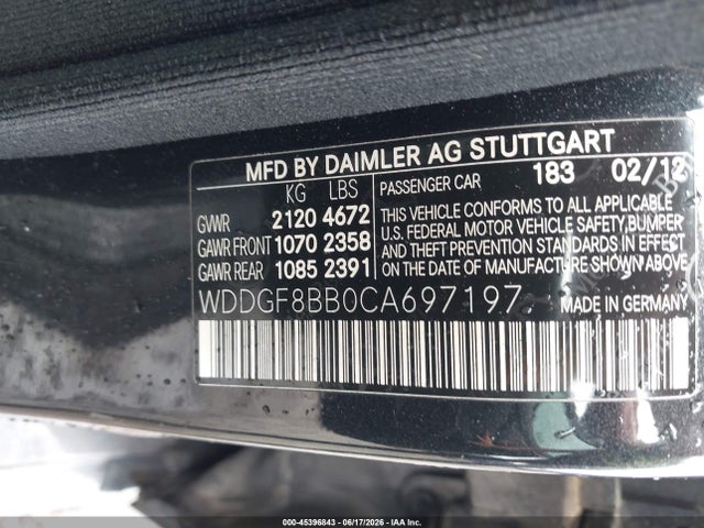 45396843 :رقم المزاد ، WDDGF8BB0CA697197 vin ، 2012 Mercedes-benz C 300 Sport 4matic مزاد بيع