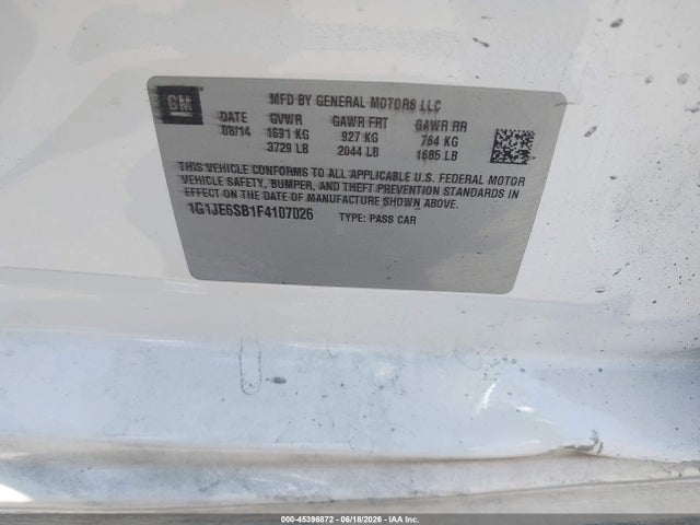 Chevrolet Sonic Ltz Auto 2015 1G1JE6SB1F4107026 Image 9