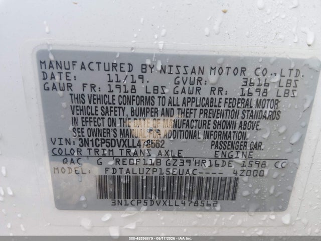 2020 Nissan Kicks Sr Xtronic Cvt მანქანა იყიდება აუქციონზე, vin: 3N1CP5DVXLL478562, აუქციონის ნომერი: 45396879