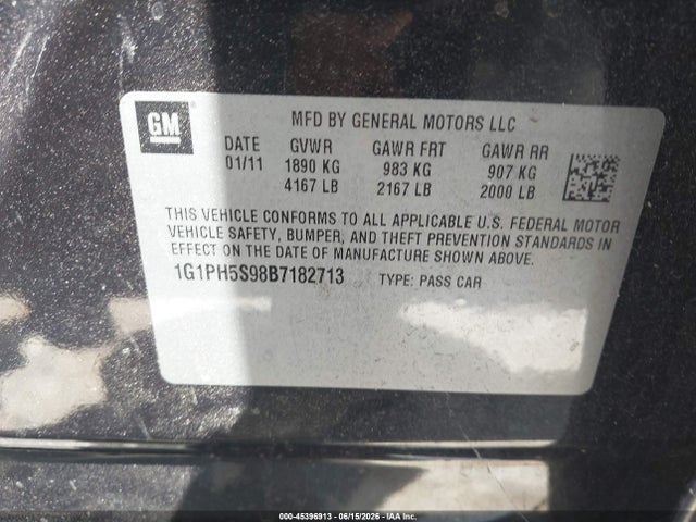 Продажа на аукционе авто 2011 Chevrolet Cruze Ltz, vin: 1G1PH5S98B7182713, номер лота: 45396913