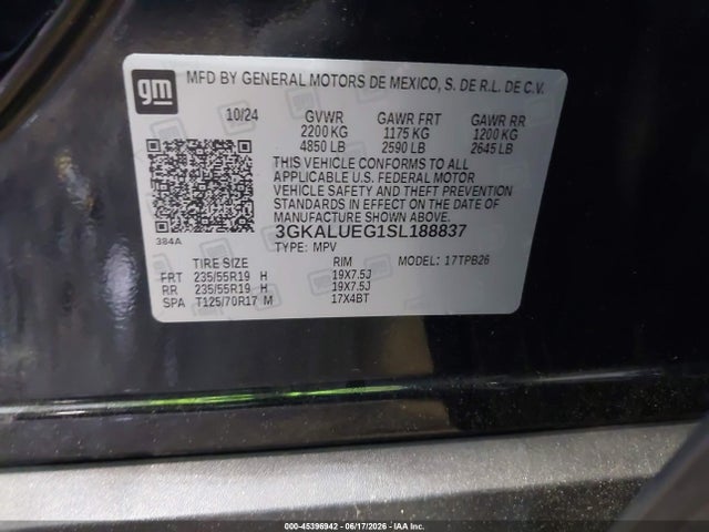 Продажа на аукционе авто 2025 Gmc Terrain Awd Elevation, vin: 3GKALUEG1SL188837, номер лота: 45396942