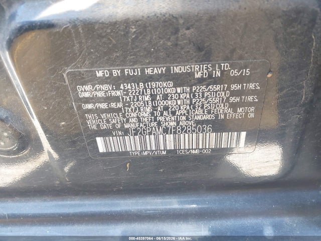 Aukcja sprzedaży 2015 Subaru Xv Crosstrek 2.0i Limited, vin: JF2GPAMC7F8285036, numer aukcji: 45397064