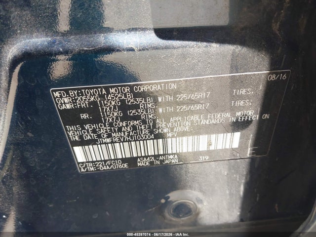 Toyota Rav4 Xle 2017 JTMWFREV7HJ103004 Image 9